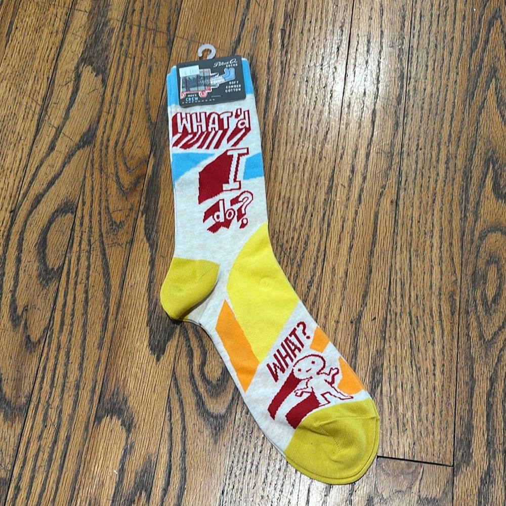 Blue Q What’d I Do Colorful Graphic Socks